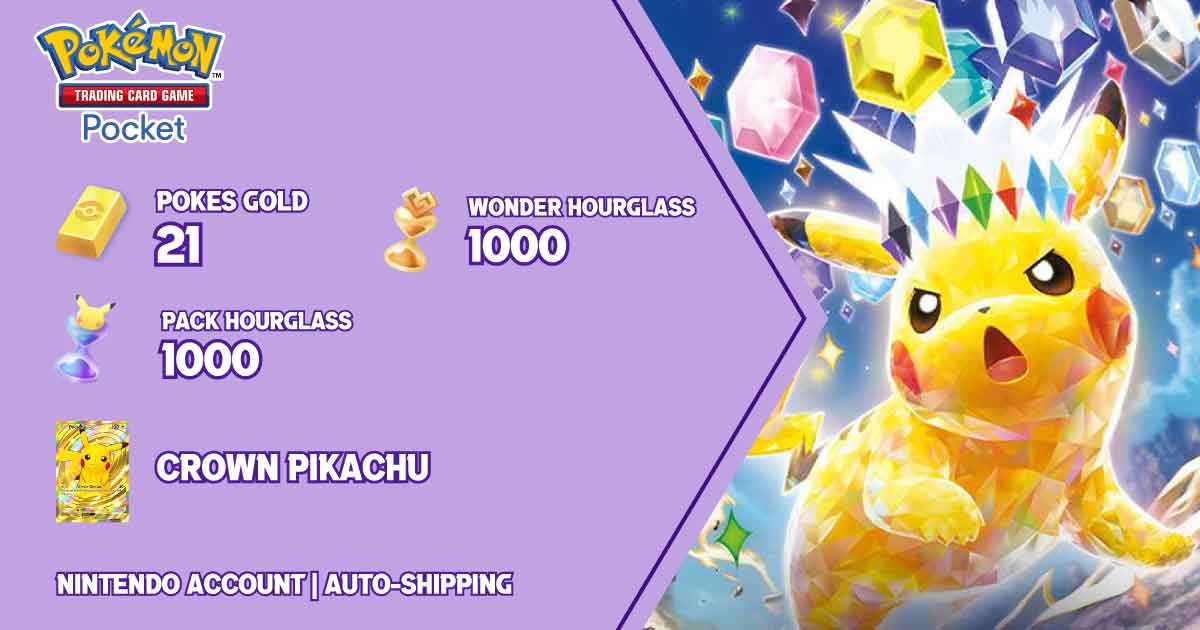 Crown pikachu + Pack Hourglass *1000 + Wonder Hourglass *1000 + Pokemon Gold *21| Nintendo account | Auto-shipping