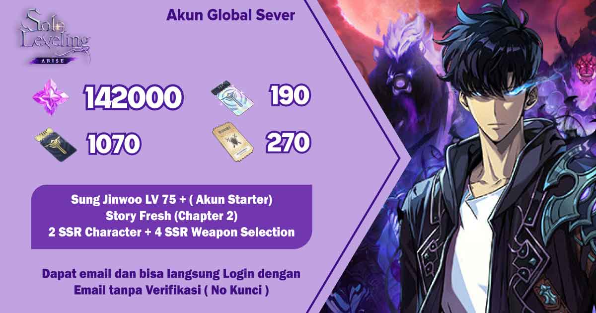 |AKUN FRESH [GLOBAL]|142000+Essence Stones| 1070 Custom draw|190 Rate Up Ticket|270 Weapon Custom Draw|x4 Weapon SSR|x2 Hunter SSR