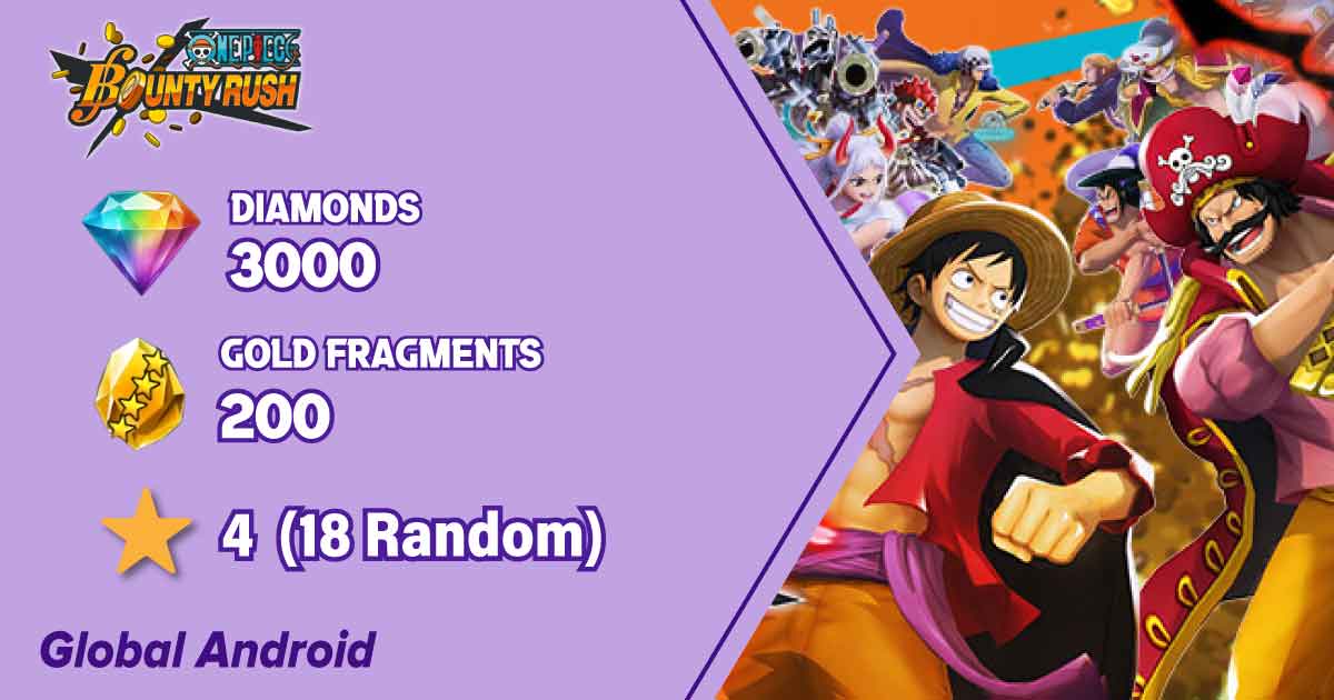 Global Android ••3000 Diamonds + 200 Gold Fragments+18Random four stars